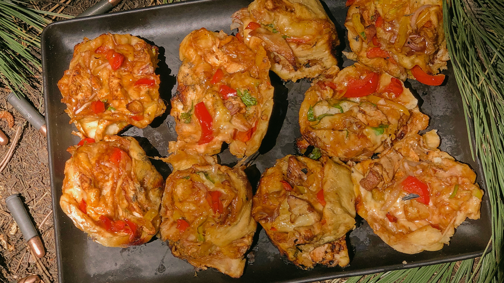 Deep-Pan Pizza Rolls Stuffed with Chicken, Peppers & Cheese