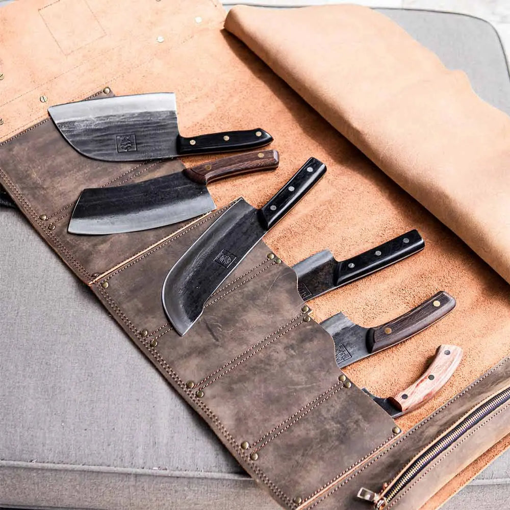 Leather Roll-Up Knife Bag