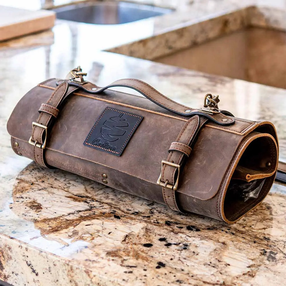 Leather Roll-Up Knife Bag