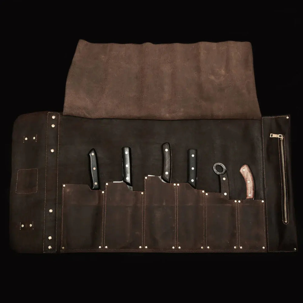 Leather Roll-Up Knife Bag